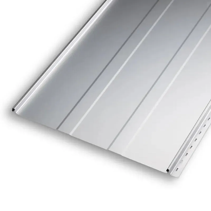 FixClick 5 T Stehfalzblech ohne Startleisteneinschnitt mit Mikrotrapezprofilierung - hier in RAL9006 Weißaluminium FixClick 5 T Stehfalzblech ohne Startleisteneinschnitt mit Mikrotrapezprofilierung - hier in RAL9006 Weißaluminium